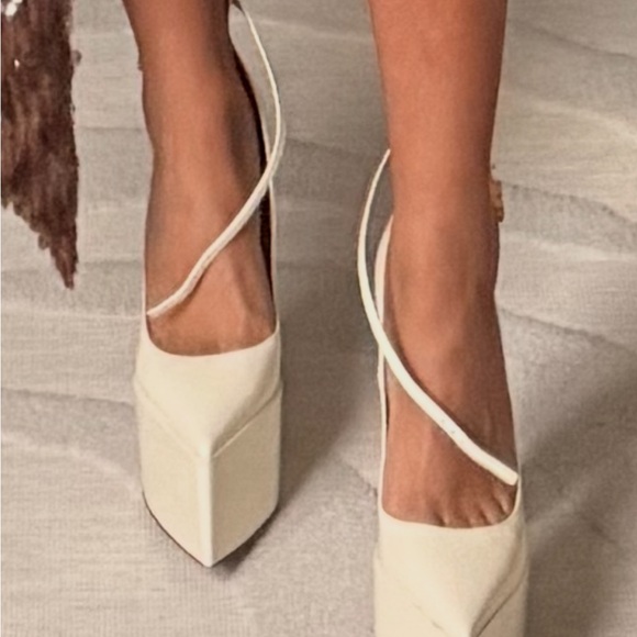 Valentino tan-go pointed toe platform pump in ivory patten leather 165mm 37.5 - Picture 4 of 4